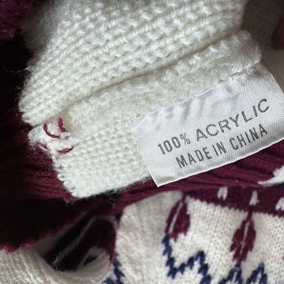 Vintage JC Penney Fair Isle Sweater Nordic Ski Grandpa Mock Neck Size Large - Picture 5 of 11